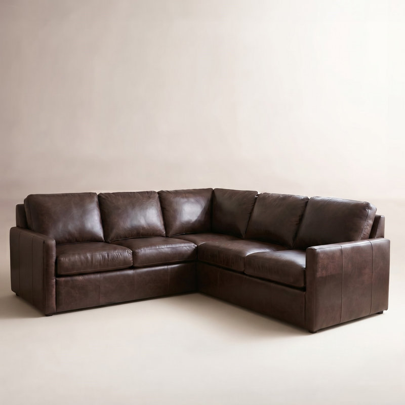 Savannah 2-Piece Genuine Leather Sectional, Bistro Rustic Genuine Leather