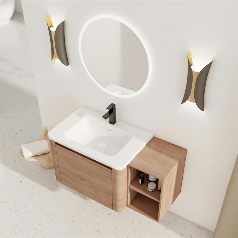 Meuble-lavabo mural avec lavabo en céramique blanche, 40"