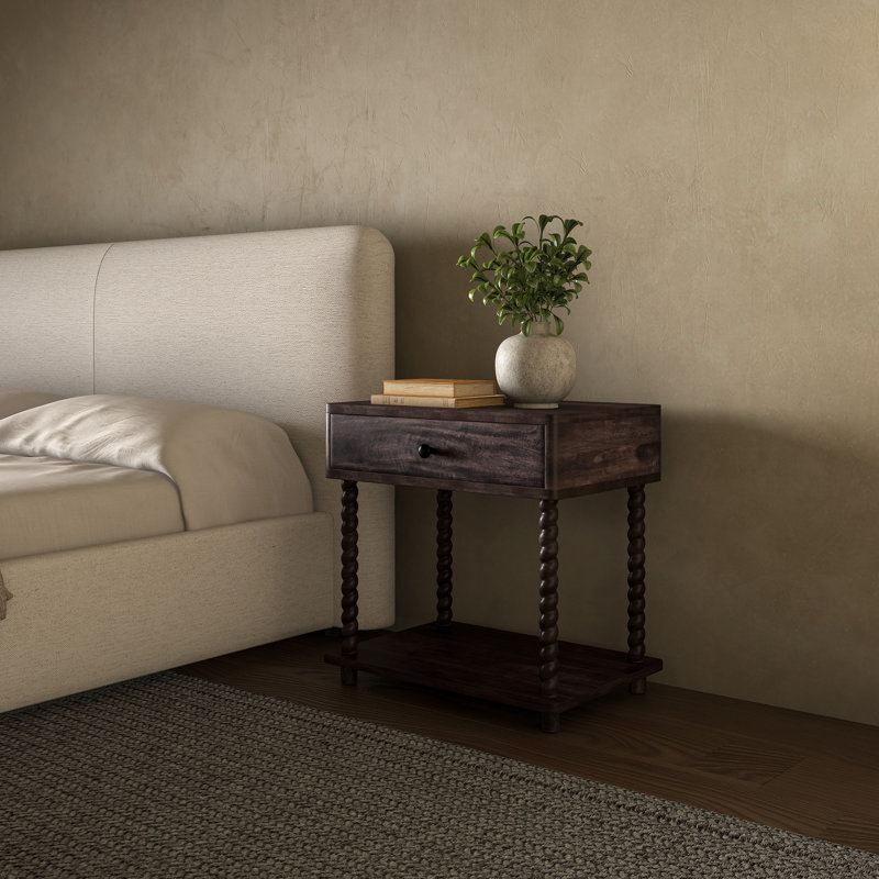 Table de chevet Bauder brun foncé