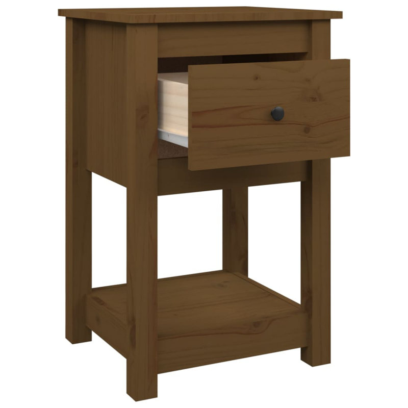 40cm W Solid Wood Bedside Table, Brown, Individual