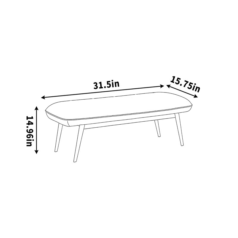 Repose-pieds en cuir rembourré, H 14,96 po x l 31,5 po x P 15,75 po