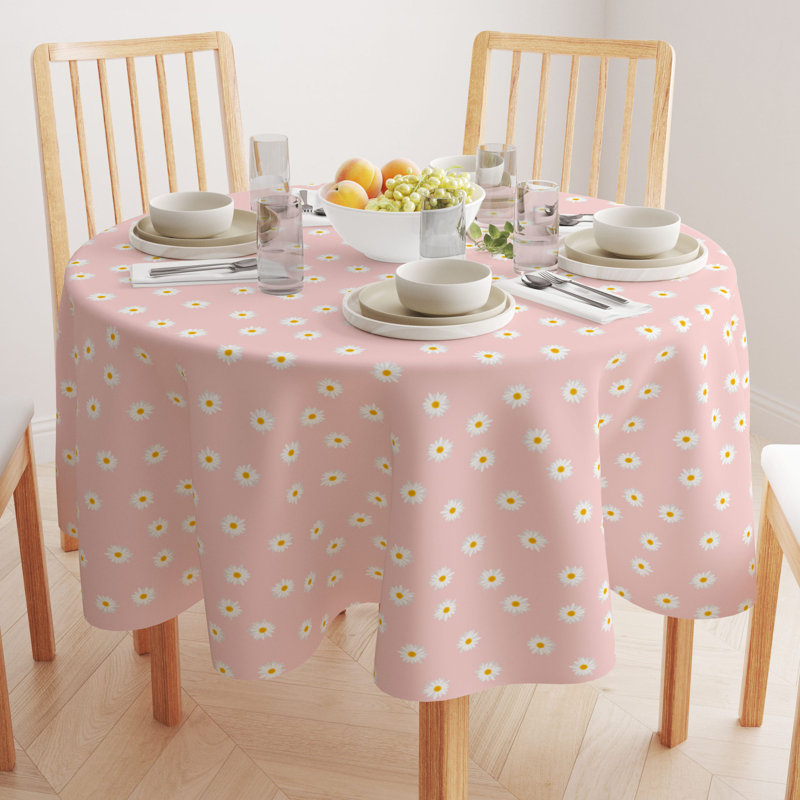 Round Floral Cotton Twill Tablecloth