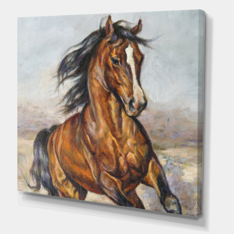 Portrait d'un cheval dans la course - peinture sur toile, Toile tendue, H 30 po x l 30 po x P 1 po