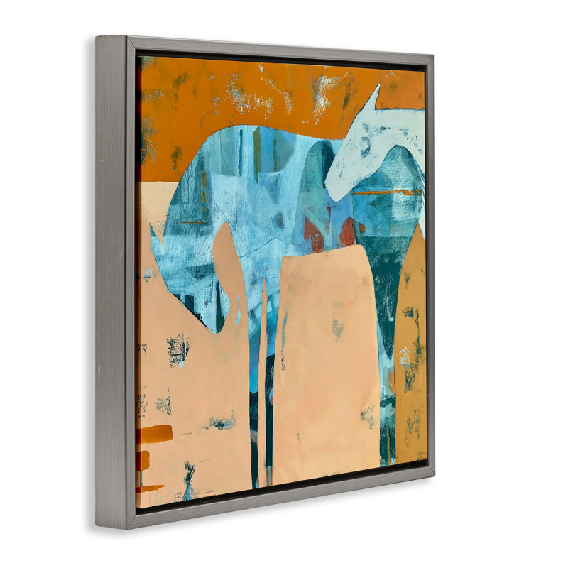Cadre flottant Kindred Crush Horses, conception par Dianna Fritzler, Cadre flottant gris lustré, H 18 po x l 18 po