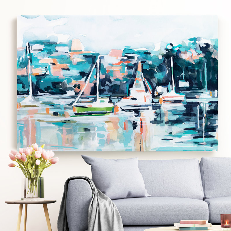 « aquarelle bay i »-reproduction d’art sur toile, H 12 po x l 8 po x P 1 po, Toile tendue
