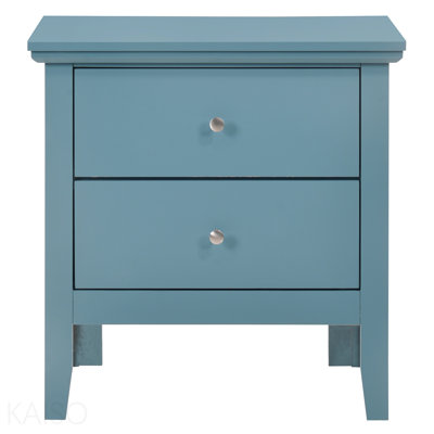 Teal Elegance Nightstand with Drawers