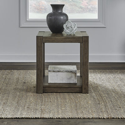 Arnaline Square Chairside Table w/ Floor Shelf