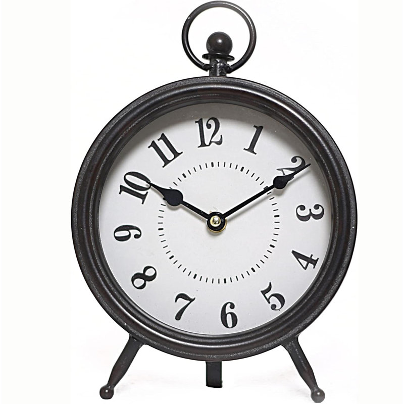 Alcott Hill® Digital Metal Mechanical Tabletop Clock in Black