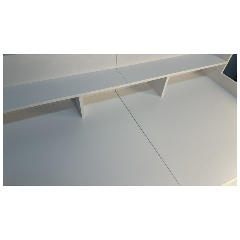 Comptoir de laveuse-sécheuse 54 pouces avec patins antidérapants - Organisateur de rangement pour salle de lavage à double couche, plateau de rangement en panneau de fibres à densité moyenne imperméable avec rebord pour l'organisation de la salle de lavage (blanc)