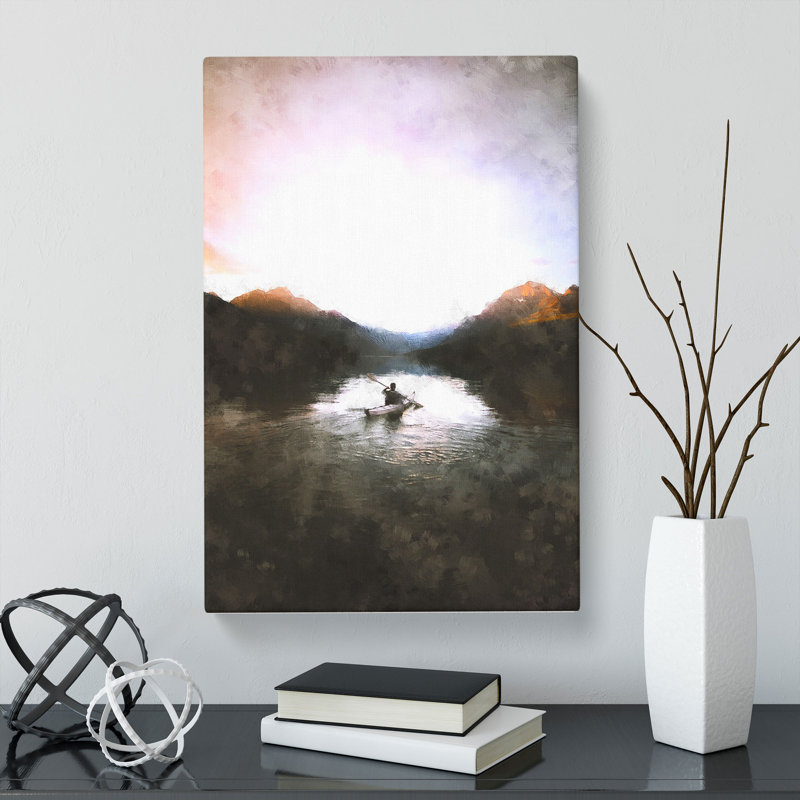 Kayaking Through The Mountains - Wrapped Canvas, 60cm H x 40cm W x 3cm D