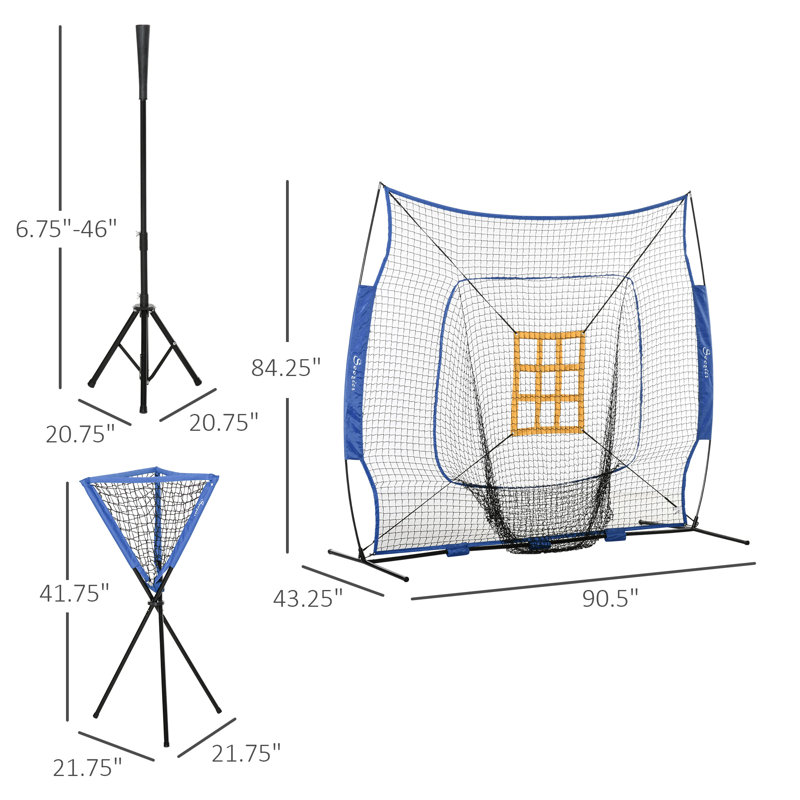 Ensemble de filet d'entraînement de baseball 7,5 po x 7 po avec filet d'attrape, support en té, 12 balles de baseball pour lancer, lancer, frappeur, frappeur, filet de sécurité, aide à l'entraînement, équipement d'entraînement portatif, mauve
