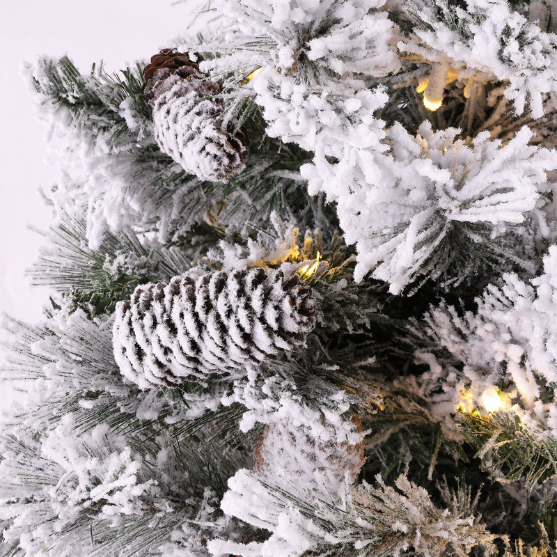 5.5' Frosted Green Pre-Lit Artificial Christmas Tree with Pine Cones