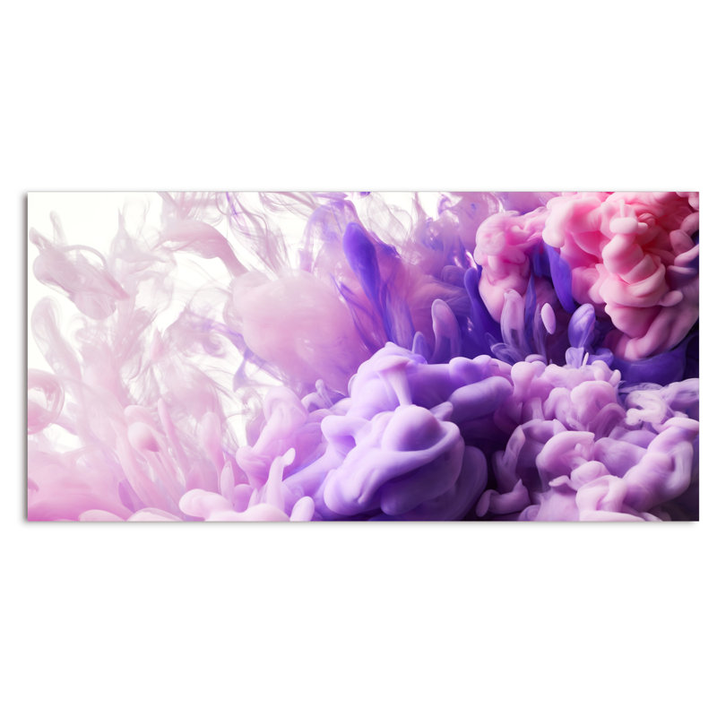 Encre mauve et rose liquide, impression sur toile, H 16 po x l 32 po x P 1 po, Toile tendue