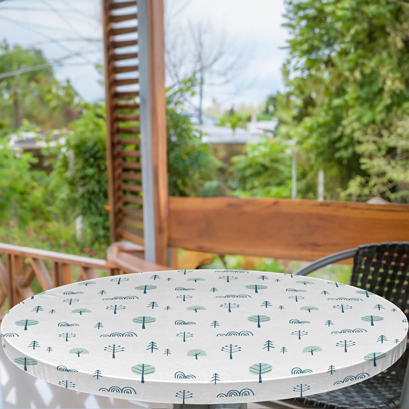 Nappe East Urban Home ajustée de 40 à 44 po de diamètre bleu pétrole et bleu sarcelle pâle, 64,17 po rond