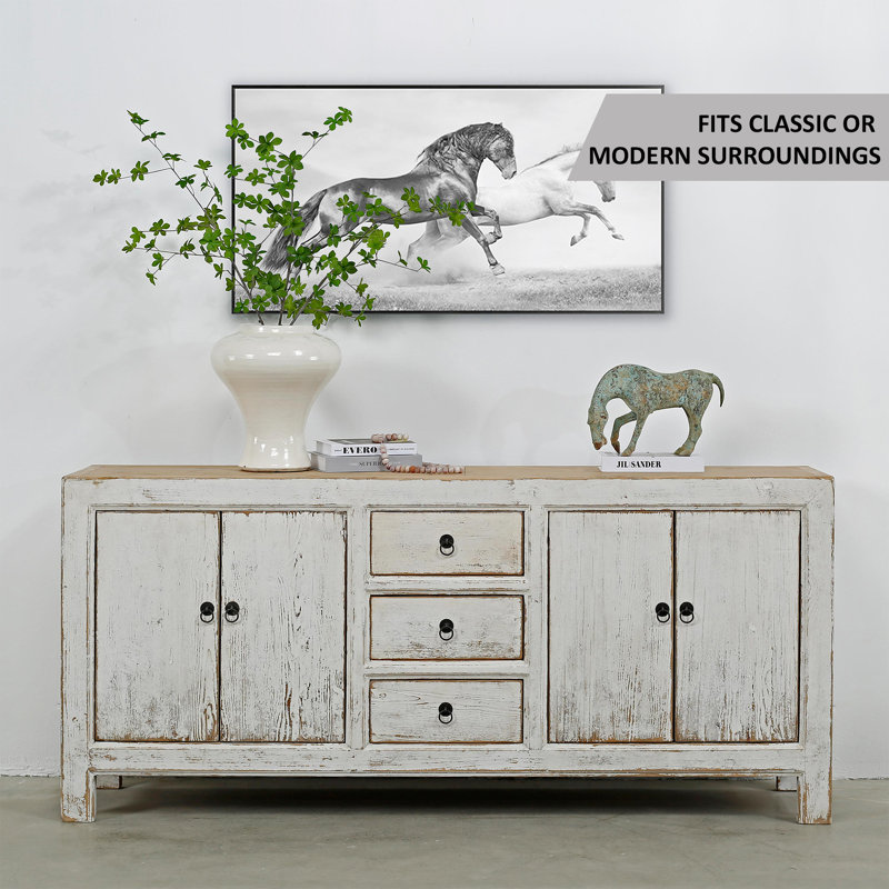 Shandong Ming 79'' W Solid Wood Sideboard