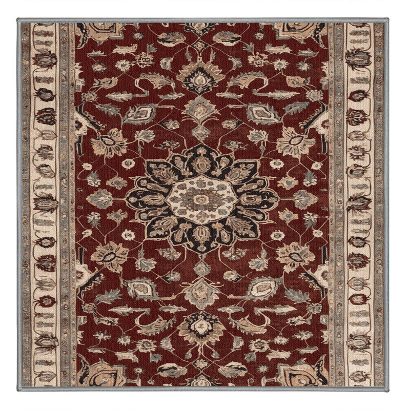 Tapis persan gris lavable à la machine, Carré 5 pi