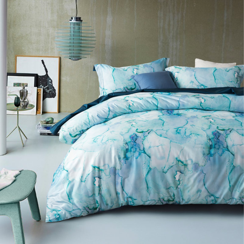 Ensemble de housse de couette 500 pièces Ardy Aqua / White, null
