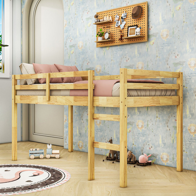 Wooden Loft Bed With Ladder, Natural