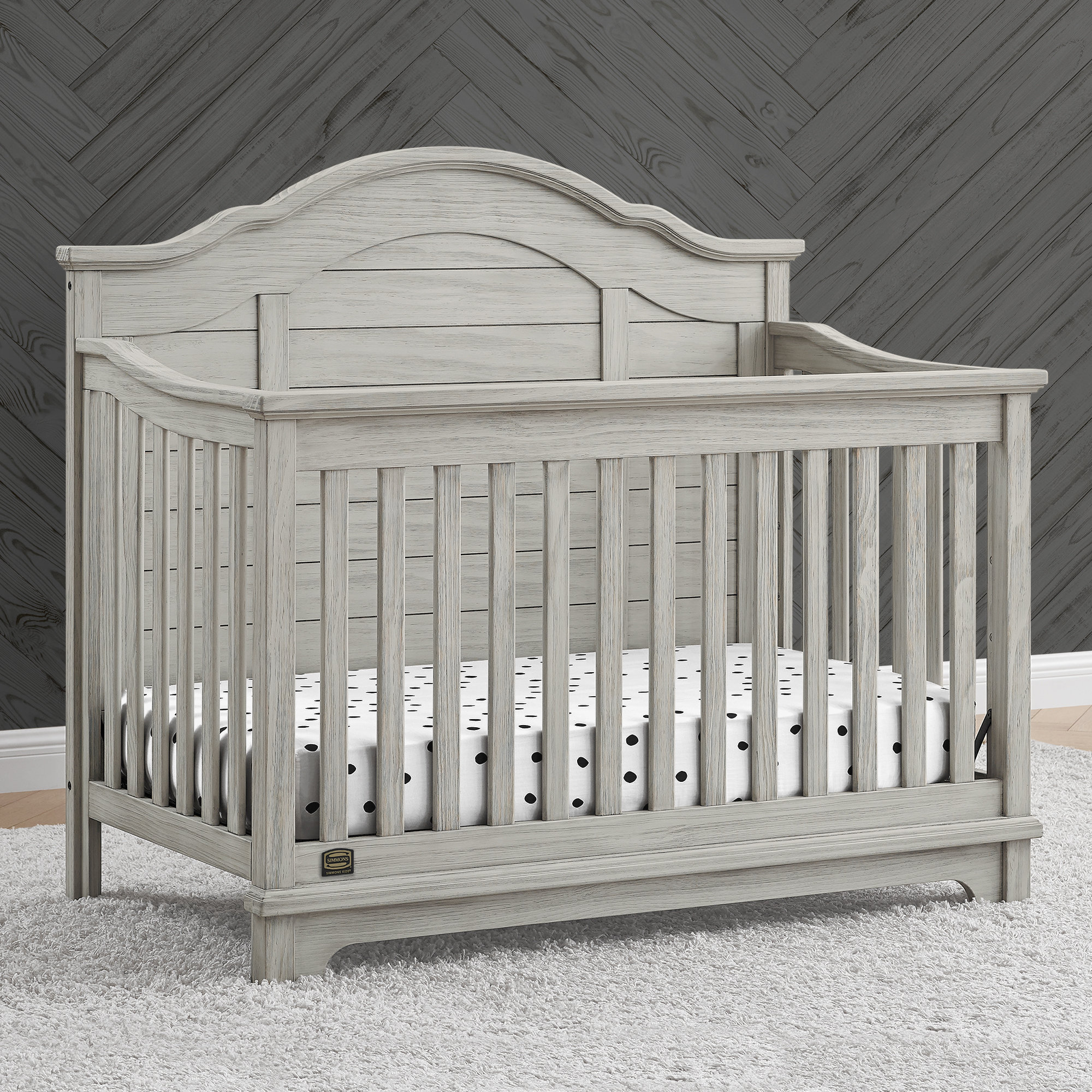 Simmons Kids Asher 6-In-1 Convertible Crib With Toddler Rail, Rustic