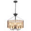 5 - Light 18.35” Dimmable Metal Drum Rattan Bohemian Candle Chandelier With Seagrass Shade-1463574792
