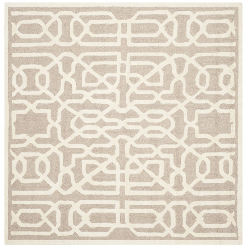 Cannen Hand Tufted Wool Geometric Rug, Square 6'