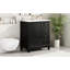 Lavabo de salle de bain 30 po, charnières de porte noires à fermeture en douceur, une avec tablette et 3 tiroirs, finition noire, construction, porte, rangement 1 et