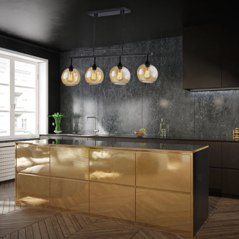 Jailyn 4 - Light Dimmable Kitchen Island Chandelier, Amber Hue