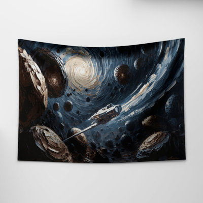 SciFi Asteroid field navigation Wall Tapestry