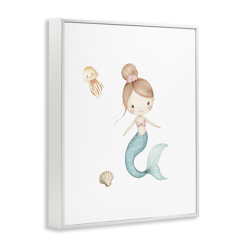 Douce sirène et méduse, estampe numérique, design par Christine Simpson Art, H 30 po x l 24 po