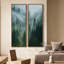 Grand ensemble d'art mural sur toile encadrée - Forêt de pin brumeux, impression de paysage de montagne vert tranquille - 60 po x 20 po x 2 pièces-2082824186-2082824187