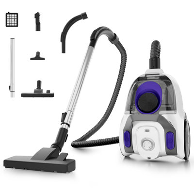 WHALL 1400W Bagless Upright Vacuum, 30KPa Strong Suction, 5-Stage HEPA Filtration for Carpet & Hard Floor