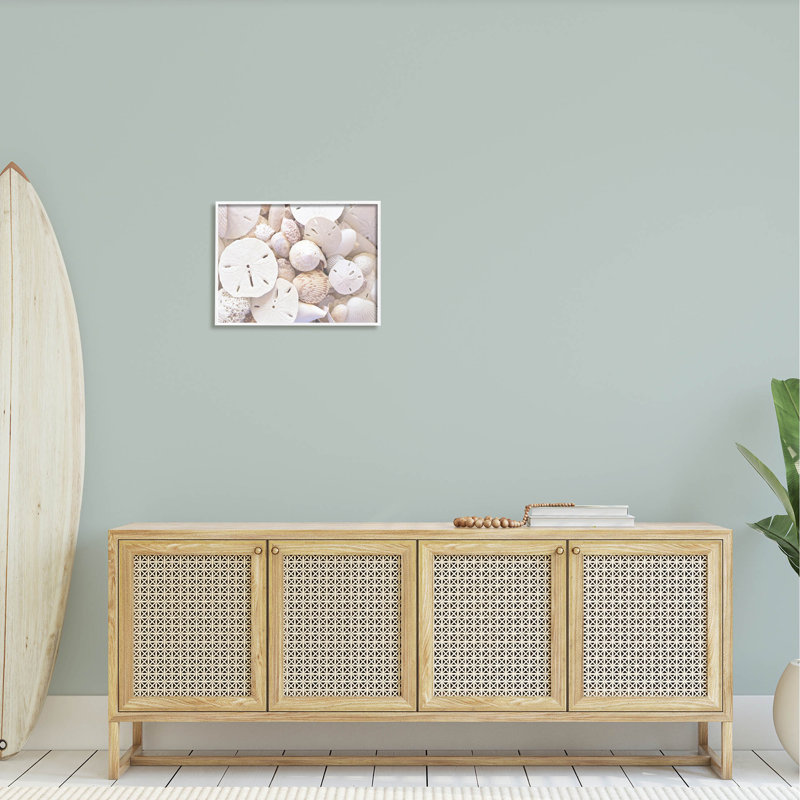 Œuvre d'art blanche giclée par Lil 'Rue, H 16 po x l 20 po x P 1,5 po, Giclée encadrée blanc bord de mer