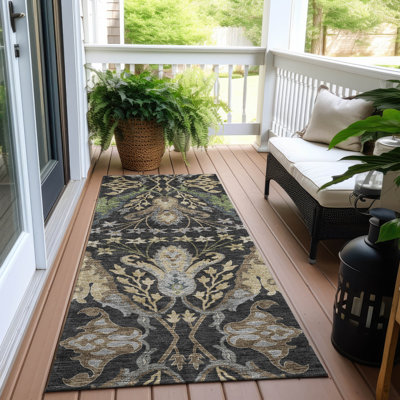 Tapis intérieur / extérieur noir Alfreda 