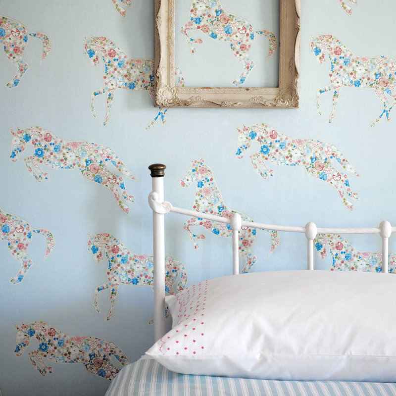 Pretty Ponies Wallpaper, Chintz/Blue