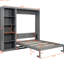 Lit gris avec tablettes de rangement et porte-matelas - Mur peu encombrant pour petits appartements-1160872820-1160872823