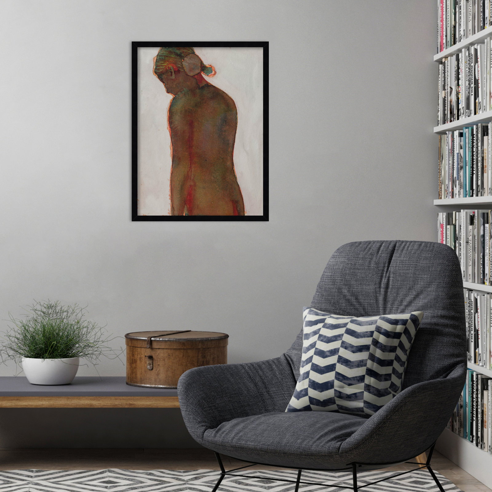 Figure Print by Dean Graham, Black Framed, 25" H x 19" W