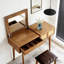 Ensemble coiffeuse 43,3 "en bois avec miroir rabattable et tabouret, coiffeuse avec trois tiroirs et espace de rangement