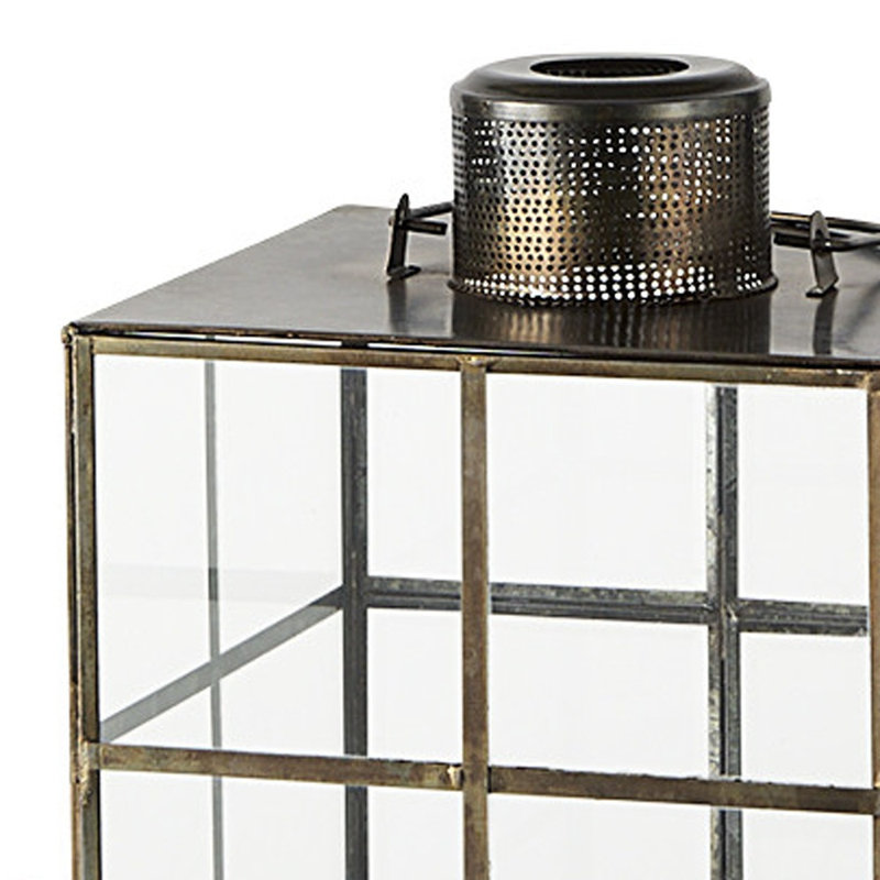 Porte-bougie de table en métal et verre 15 po