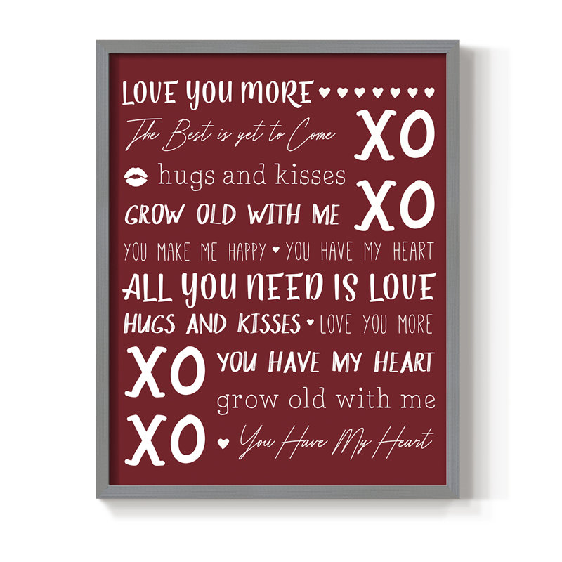 «Love You More», reproduction encadrée - bois massif, H 21 po x l 17 po, Gris