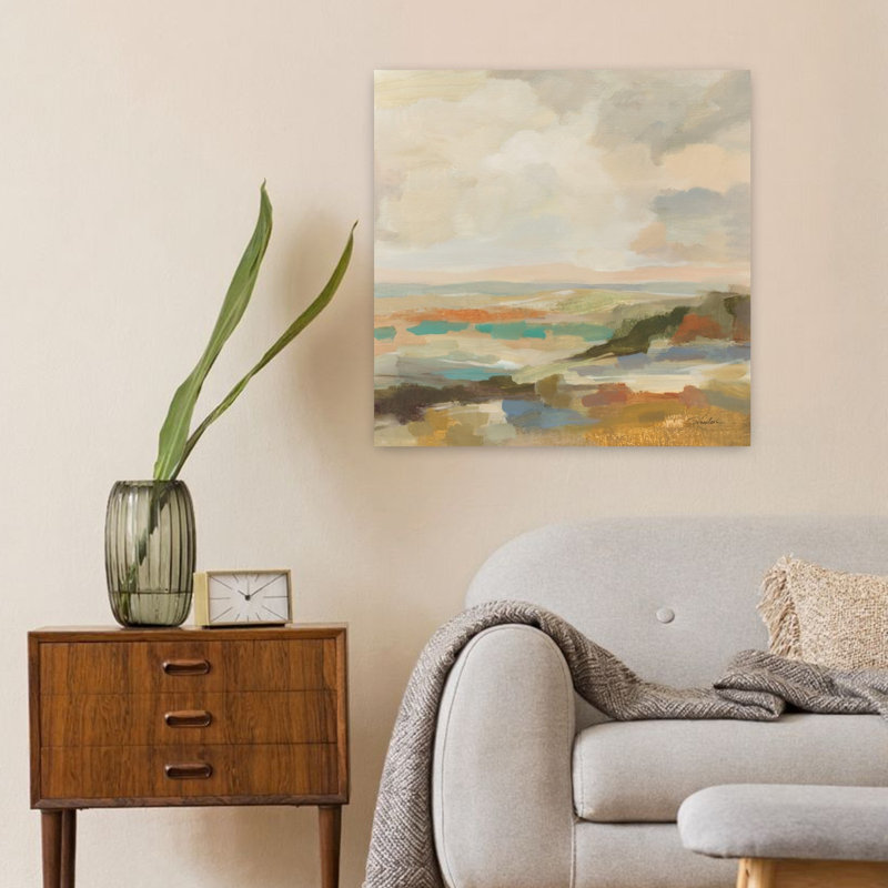 Contemporain harmonie discrète avec art abstrait beige, H 24 po x l 24 po
