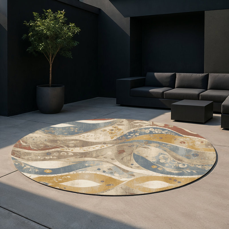 Tapis intérieur et extérieur Snazzy Sparkle, Rond 5 pi