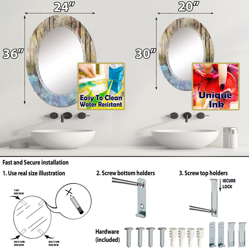Miroir de salle de bain sans cadre, 30 po x 20 po