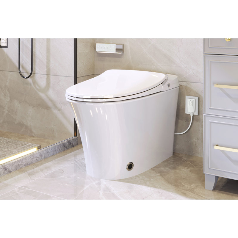 Toilette intelligente avec siège chauffant, lavage à la fontaine, sécheuse chaude, télécommande, veilleuse à DEL, nettoyage plus facile