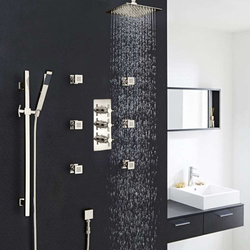 Reno Ceiling Mount Shower Head Set with Body Massage Jets