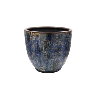Medium Decorative Pot, Navy Blue, 9.8 in Diameter x 9.8 in Height | Lightweight Concrete with Terracotta Finish | Eco-Friendly Organic Paint | Ideal for Indoor Plants, Stylish Home Décor & Garden Accents