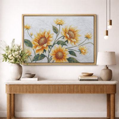Art floral jaune tournesol, photos de salon jardin botanique rustique, impression sur toile encadrée