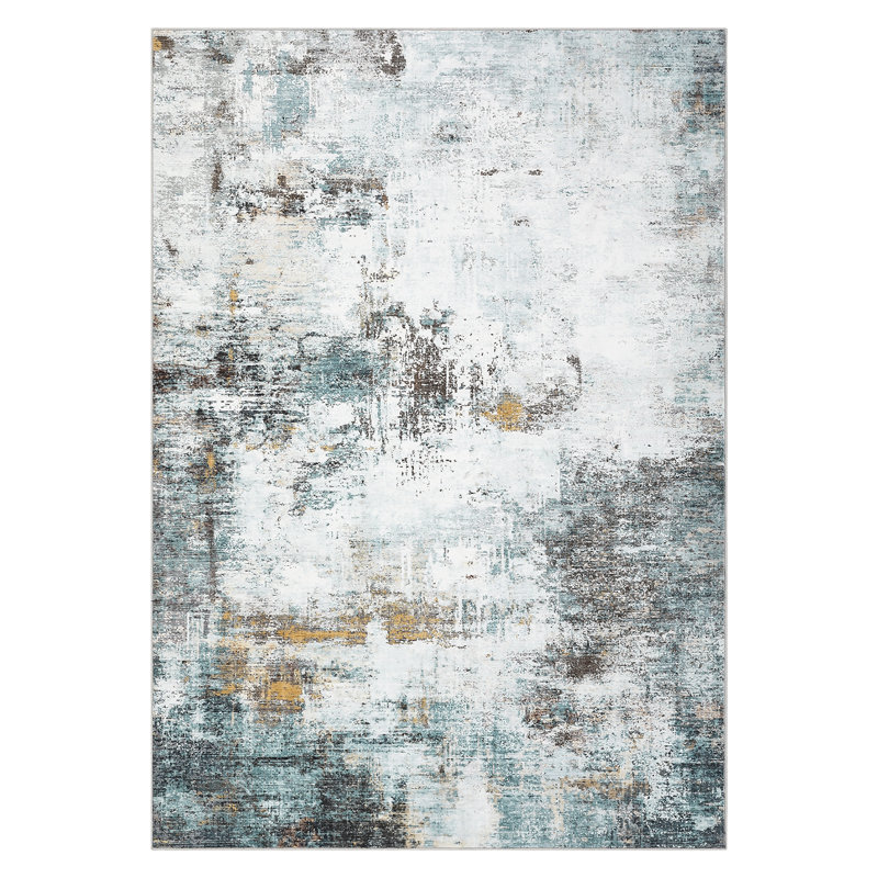 Abstract Machine Washable Rug Non-Slip Area Rug Modern Design Rug Durable Floor Carpet Easy-Cleaning Rug, Rectangle 5' x 7'