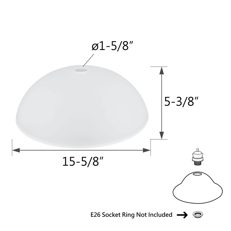 Abat-jour bol en verre, H 5,37 po x l 15,62 po