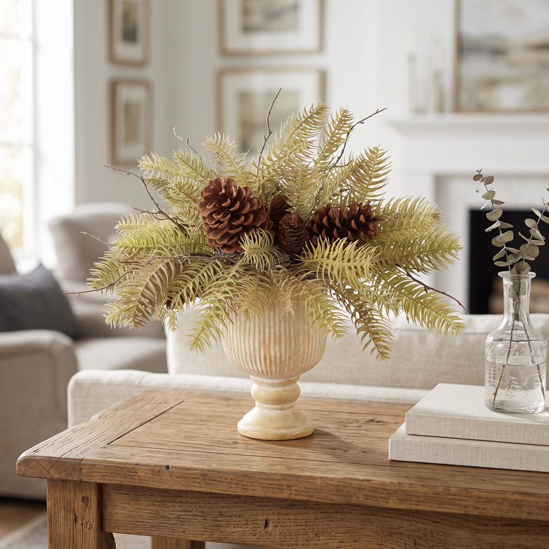 Holiday Centerpiece with Spruce and Pinecones