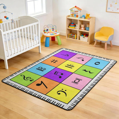 Multicolore tapis de notes de musique 5 pi x 7 pi pour salle de classe